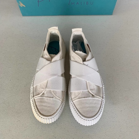 Blowfish Cayo White Canvas Low Top X-Strap Slip on Sneakers Women's US size 6M - Picture 2 of 10